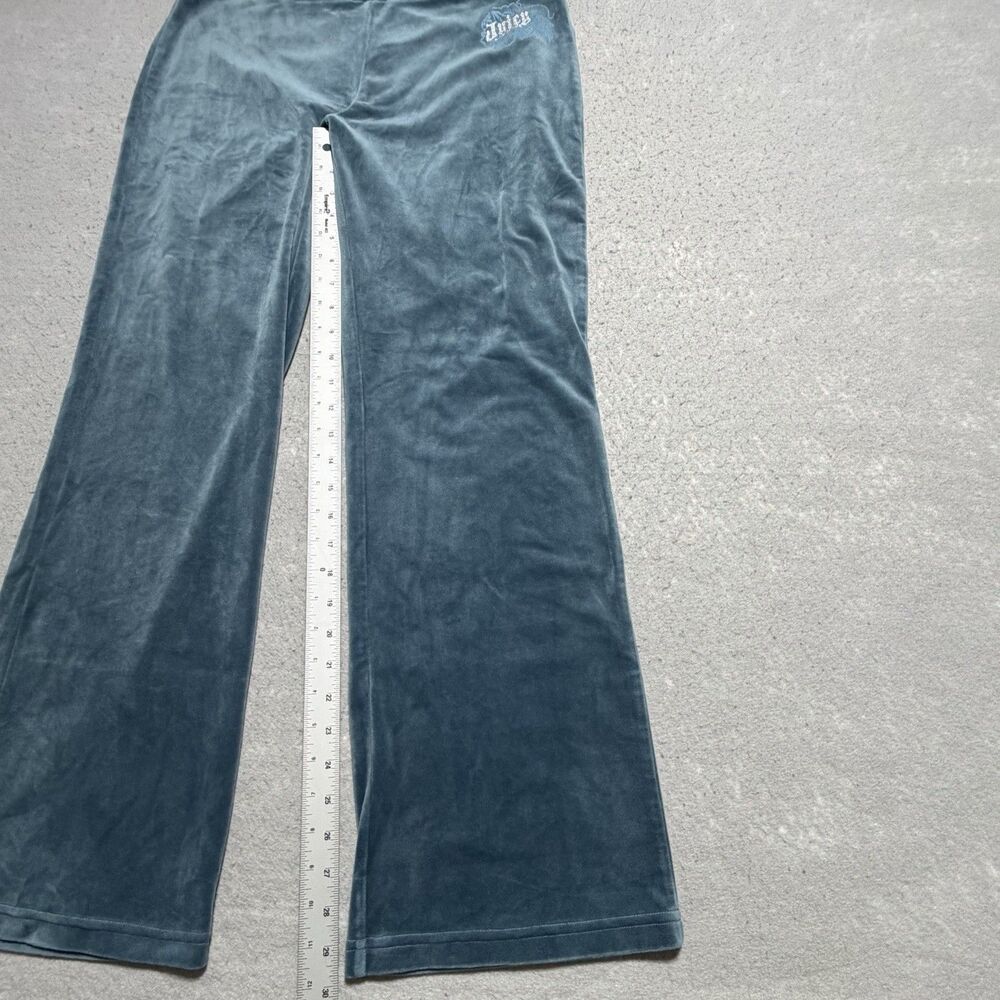 Juicy Couture Pants Womens Medium Teal Velour Retro Style Y2K Stretch Athleisure - Picture 7 of 12